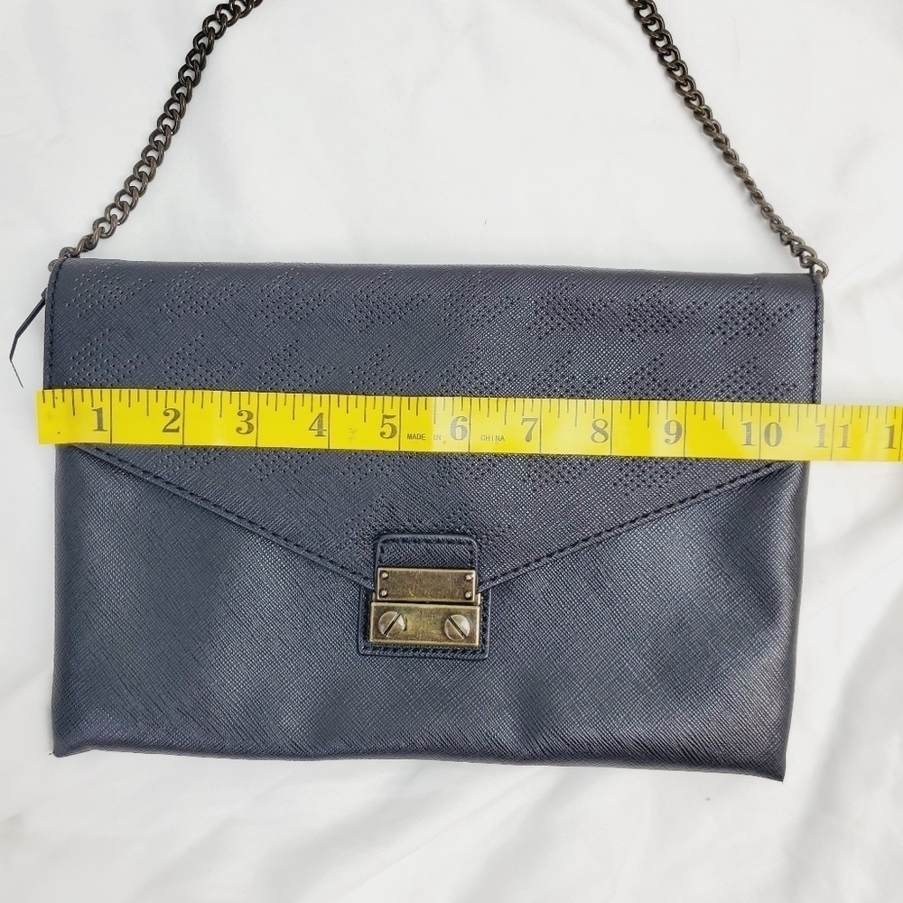 JCrew Perforated Vegan Leather Black clutch with Chain Shoulder Strap Bag Purse - Picture 11 of 13